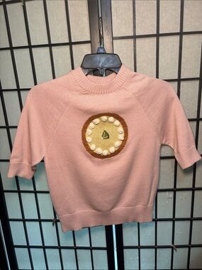 Rachel Antonoff Pink Key Lime Pie Short Sleeve Sweater